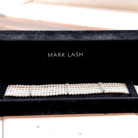 💎 Elegant Exquisite Vintage Mark Lash Pearl, Diamond, 18K White Gold Cuff - Picture 1 of 16